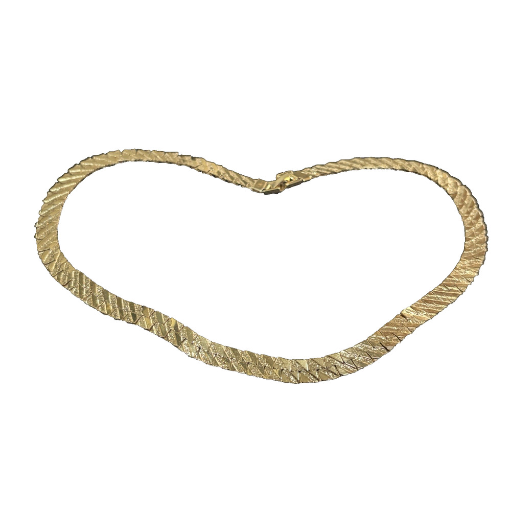 Vintage Herringbone Flat Chain Choker Necklace Statement Choker 18" Long